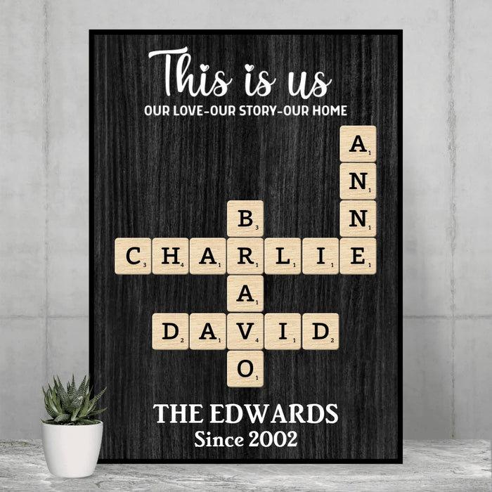 Personalized This Is Us Family Crossword Poster, Custom Family Scrabble Poster, Scrabble Wall Decor for Family