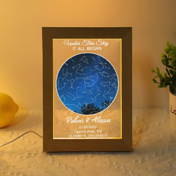 Custom Constellation Star Map Night Light - Personalized Anniversary Gift - Frame Lamp Gift for Him / Her - Gift for Husband / Wife - Custom Night Sky