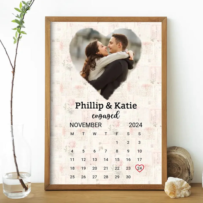 Personalized Couple Poster Calendar, Custom Photo Calendar, Engagement Anniversary Gift