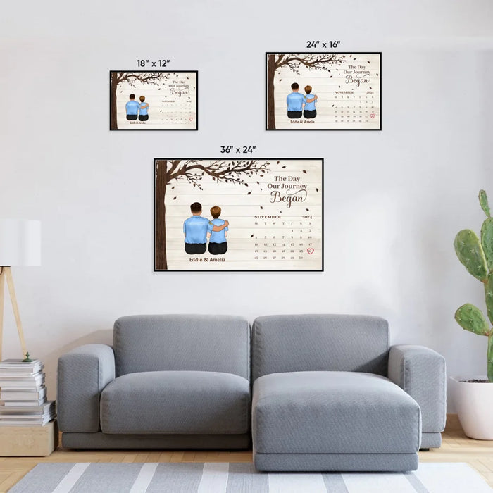 Personalized The Day Our Journey Began Poster, Custom First Responder Couple Anniversary Calendar Poster, Couple Portrait, Firefighter, Nurse, Police Officer, Military, EMS