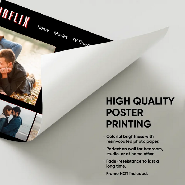 Personalized Couple Yourflix Movie Landscape Poster, Custom Movie Poster with Photo, Anniversary Gift For Him, For Her