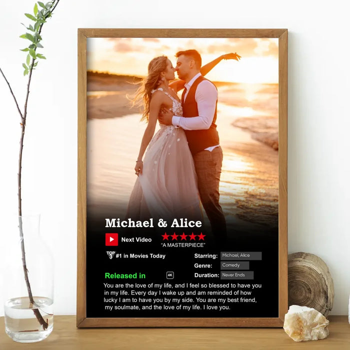 Personalized Couple Movie Landscape Poster, Custom Movie Poster with Photo, Anniversary Gift For Him, For Her