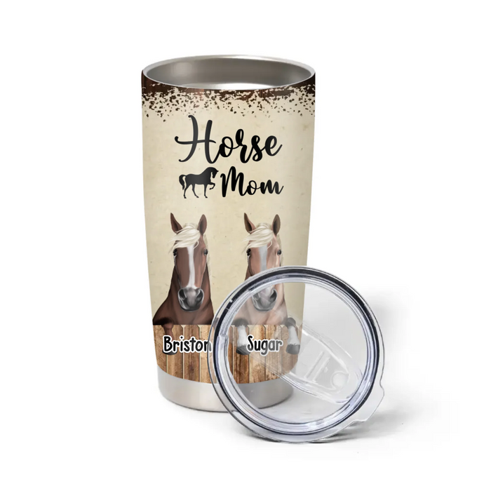 Personalized I'd Rather Be With My Horses Tumbler, Custom Horse Riding Tumbler, Gift For Horse Lovers