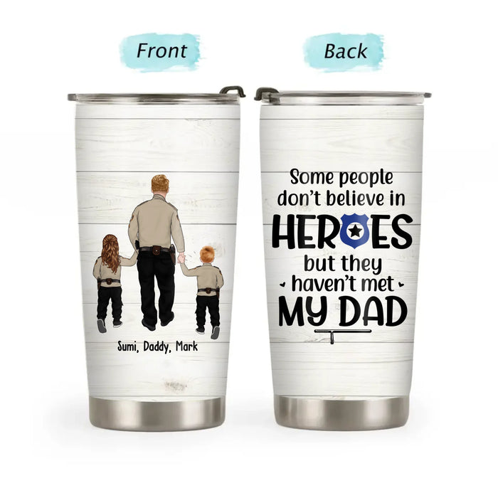 Police Dad And Kids - Personalized Gifts Custom Police Officer Tumbler For Dad, Police Officer Gifts