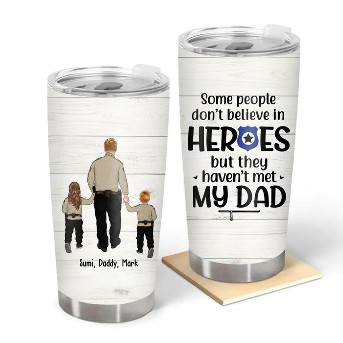 Police Dad And Kids - Personalized Gifts Custom Police Officer Tumbler For Dad, Police Officer Gifts