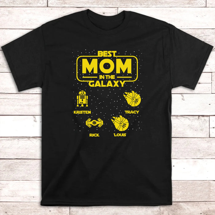 Personalized Best Mom In The Galaxy Shirt, Custom  Galaxy Kid's Name Shirt for Mom, Mother's Day Gifts