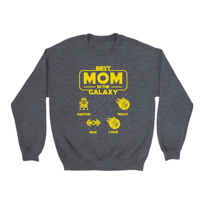 Personalized Best Mom In The Galaxy Shirt, Custom  Galaxy Kid's Name Shirt for Mom, Mother's Day Gifts