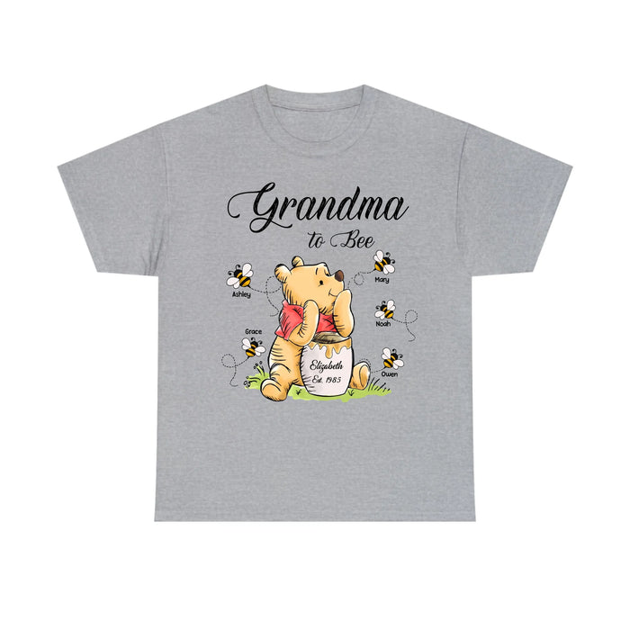 Personalized Mama To Bee Shirt, Custom Honey Bear with Kids Name Shirt, Gift for Grandma Mama