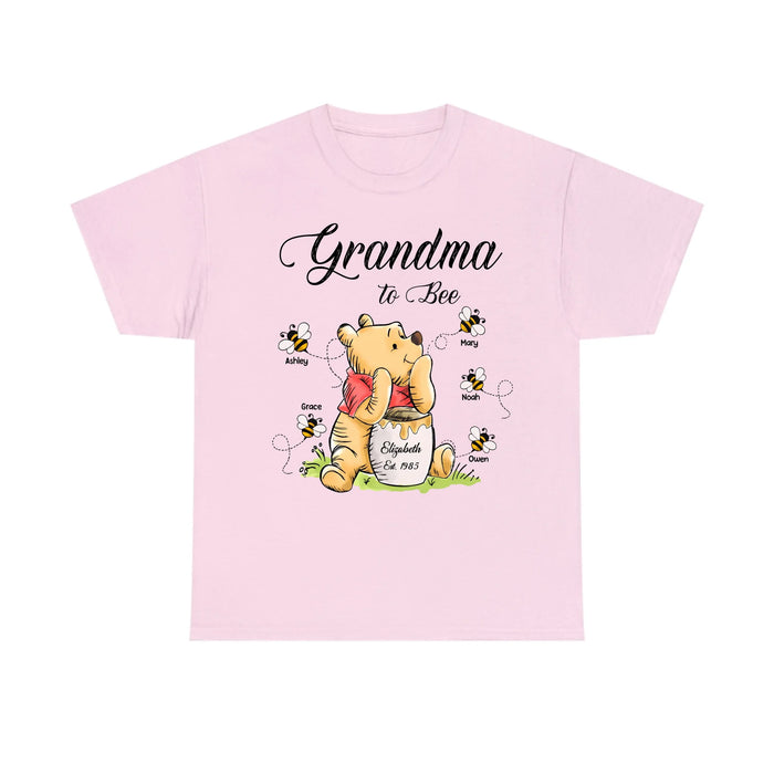 Personalized Mama To Bee Shirt, Custom Honey Bear with Kids Name Shirt, Gift for Grandma Mama