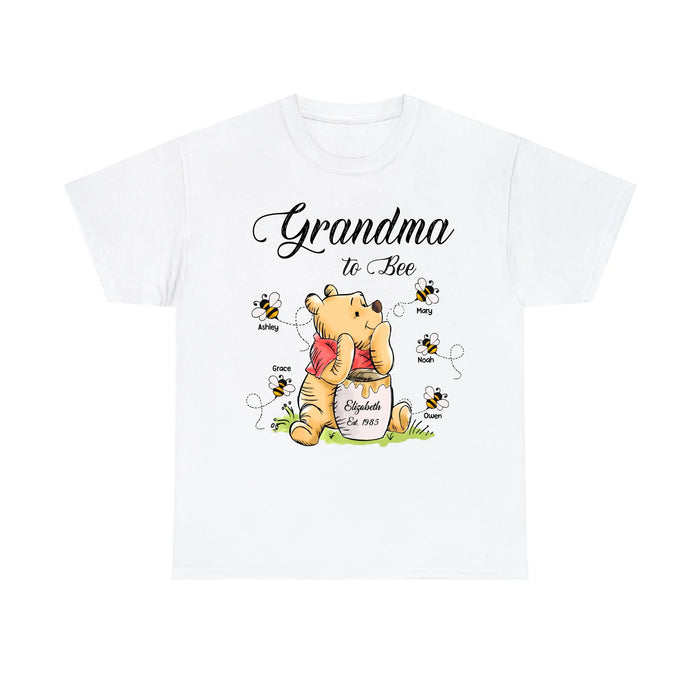 Personalized Mama To Bee Shirt, Custom Honey Bear with Kids Name Shirt, Gift for Grandma Mama