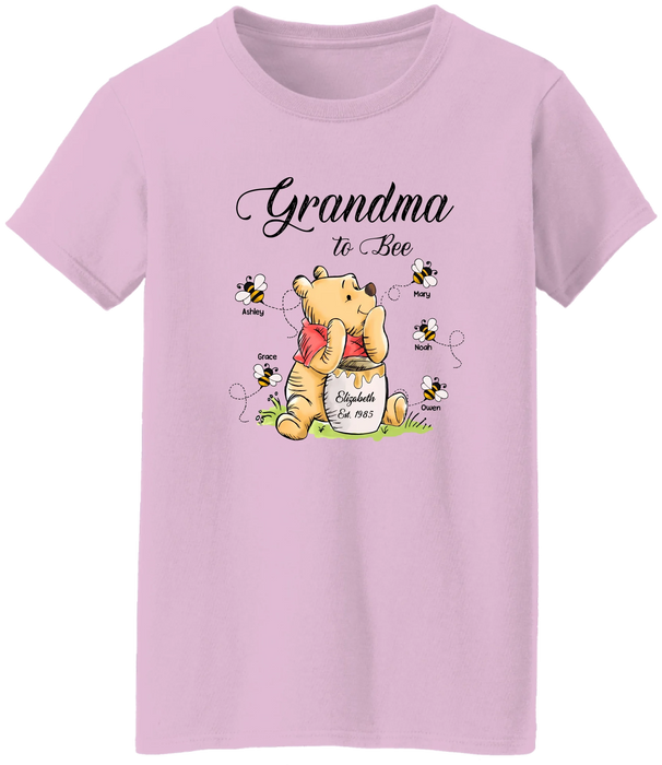 Personalized Mama To Bee Shirt, Custom Honey Bear with Kids Name Shirt, Gift for Grandma Mama