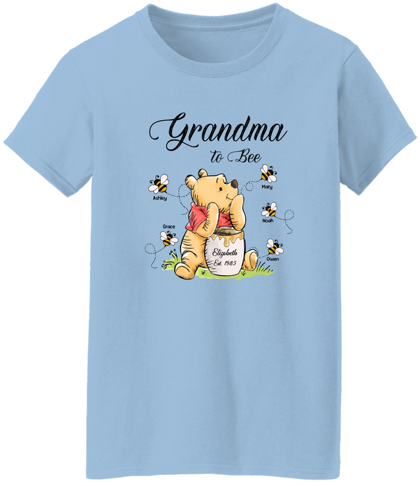Personalized Mama To Bee Shirt, Custom Honey Bear with Kids Name Shirt, Gift for Grandma Mama