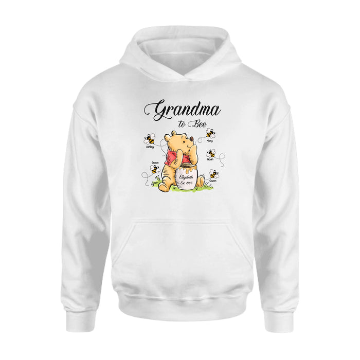 Personalized Mama To Bee Shirt, Custom Honey Bear with Kids Name Shirt, Gift for Grandma Mama