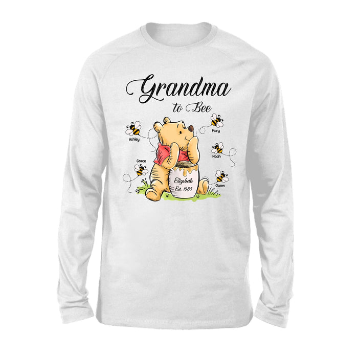 Personalized Mama To Bee Shirt, Custom Honey Bear with Kids Name Shirt, Gift for Grandma Mama