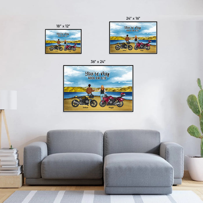 You're My Ride Or Die - Personalized Gifts Custom Motorcycle Poster for Couples, Motorcycle Lovers