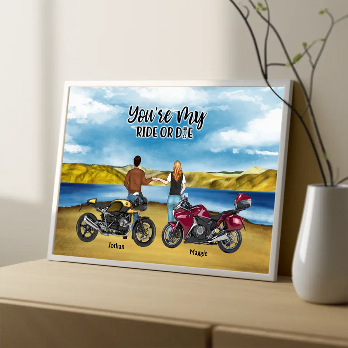 You're My Ride Or Die - Personalized Gifts Custom Motorcycle Poster for Couples, Motorcycle Lovers