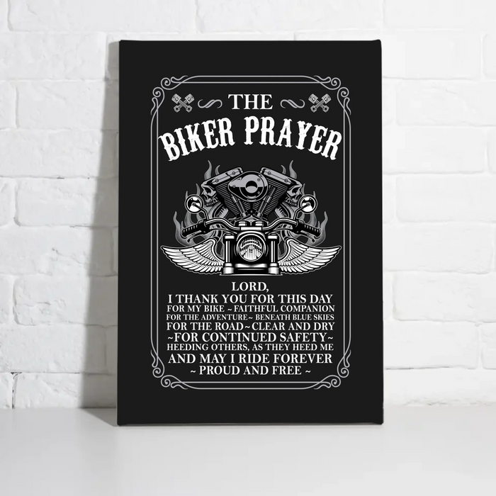 The Biker Prayer Canvas Prints, Gift For Biker, Motorcycle Riding Lovers