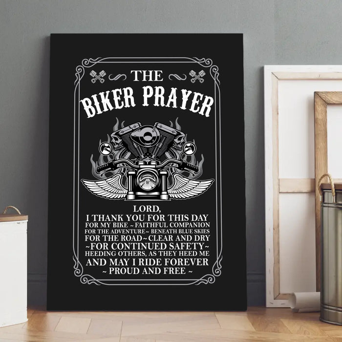 The Biker Prayer Canvas Prints, Gift For Biker, Motorcycle Riding Lovers