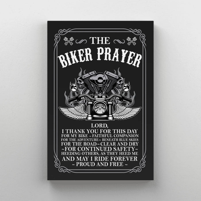 The Biker Prayer Canvas Prints, Gift For Biker, Motorcycle Riding Lovers