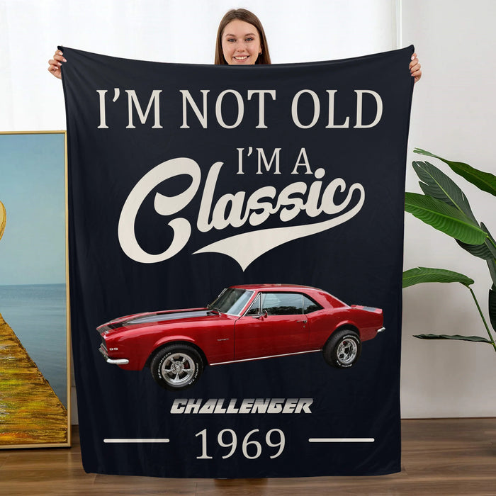 Personalized I'm Not Old I'm A Classic Blanket, Custom Car Photo Blanket Gift for Car Guy, Him, Car Lover