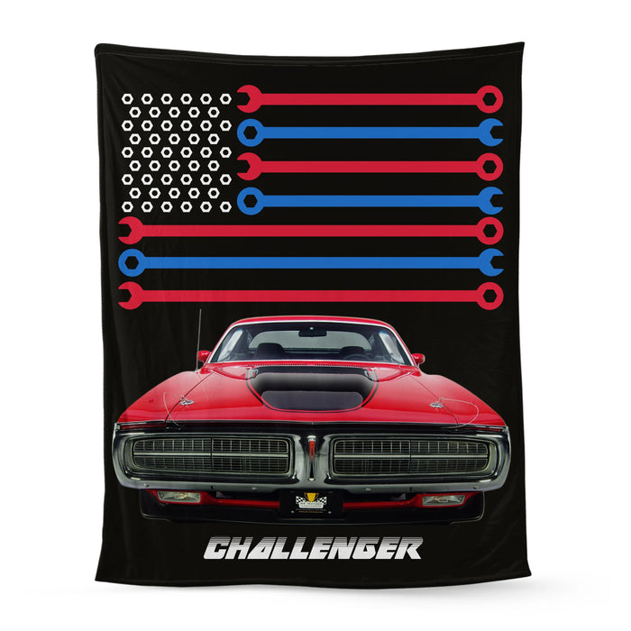 Personalized USA Wrench Bolt Flag Car Blanket, Custom Car Photo Blanket Gift for Car Guy, Him, Car Lover