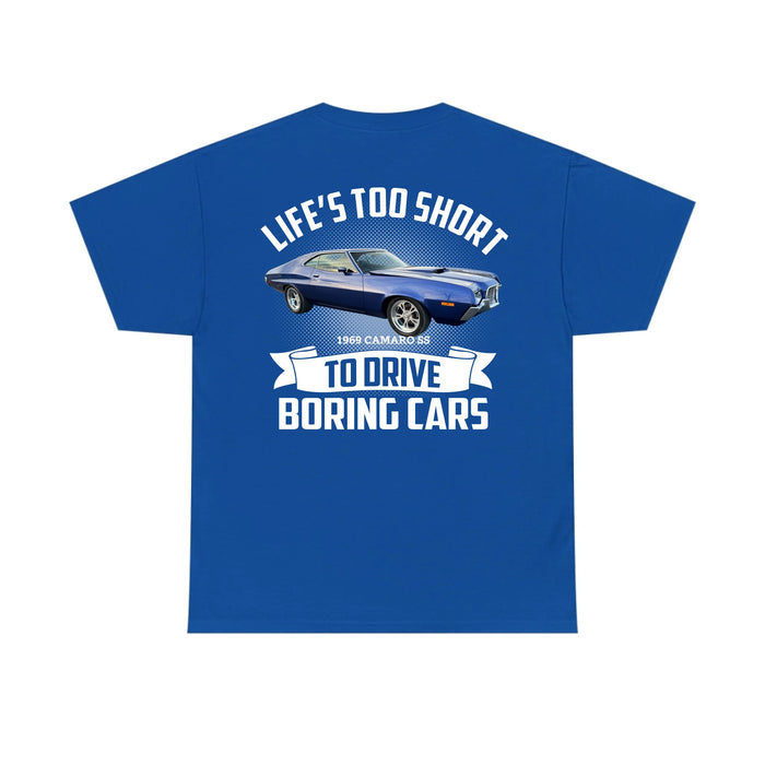 Personalized Life's Too Short To Drive Boring Cars Backside Shirt, Custom Classic Car Photo Shirt, Gift for For Him, Car Enthusiasts