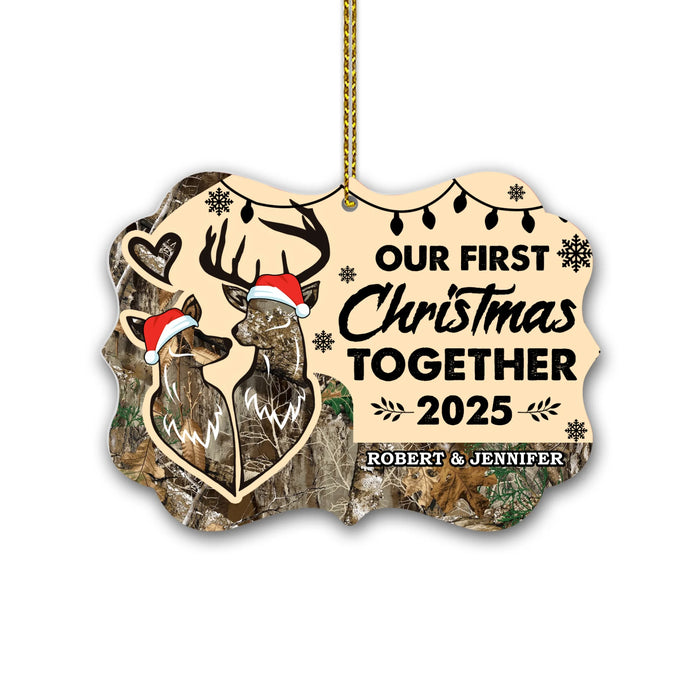 Personalized Our First Christmas Together 2025 Ornament, Custom Hunting Christmas Metal Ornament, Gift For Hunting Couples, Hunting Lovers