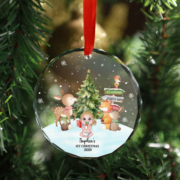 Personalized Baby First Christmas 2025 Glass Ornament, Custom Newborn Infant Christmas Ornament, Christmas Gift for For Baby, For New Parents