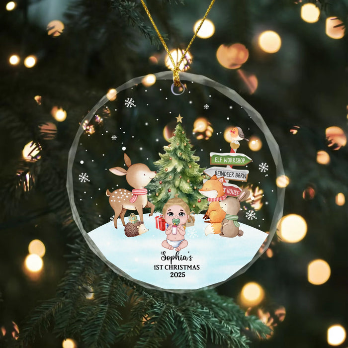 Personalized Baby First Christmas 2025 Glass Ornament, Custom Newborn Infant Christmas Ornament, Christmas Gift for For Baby, For New Parents