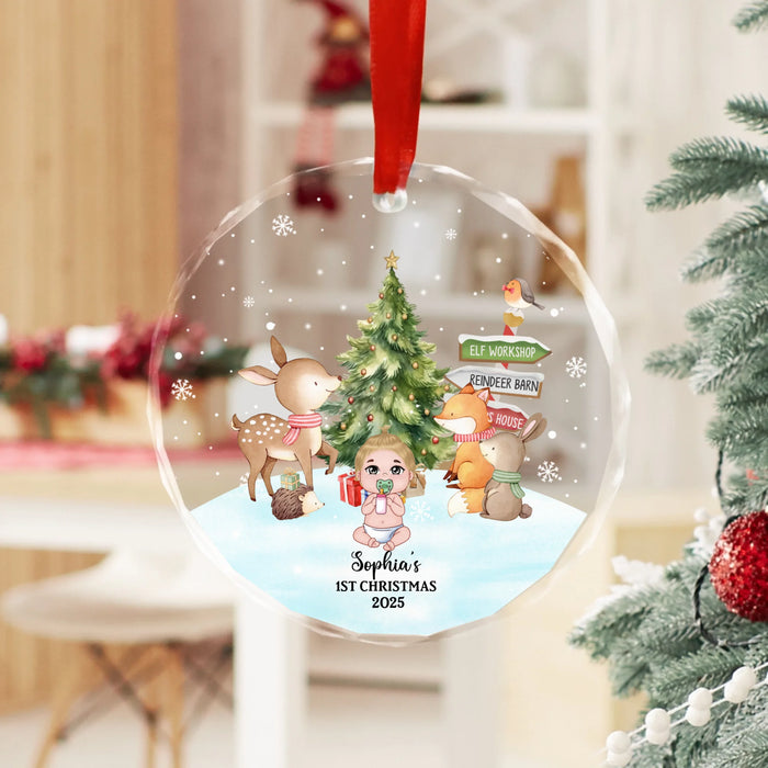 Personalized Baby First Christmas 2025 Glass Ornament, Custom Newborn Infant Christmas Ornament, Christmas Gift for For Baby, For New Parents