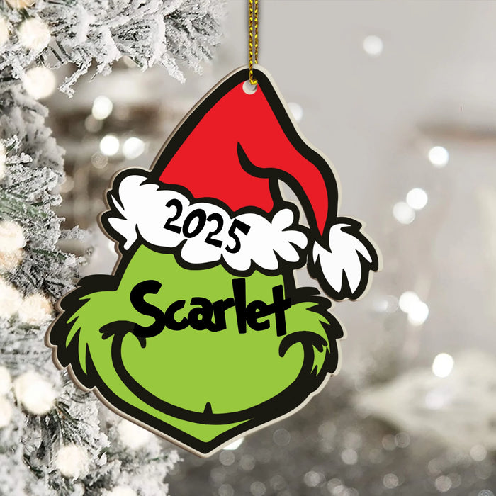 Merry Grinchmas 2025 - Personalized Christmas Gifts Custom 2 Layered Piece Wooden Ornament For Grinch Family