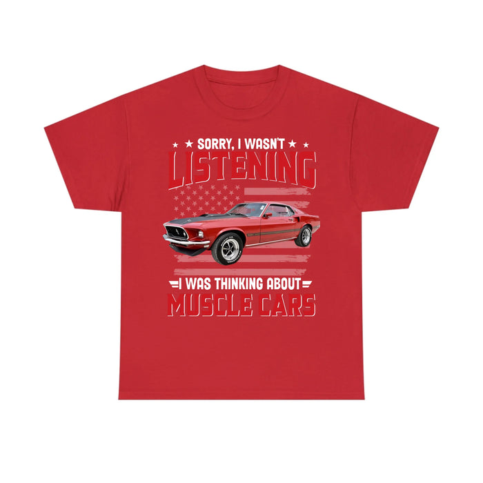 Personalized I Was Thinking About Muscle Cars Shirt, Custom Car Photo Shirt, Gift for For Him, Car Enthusiasts