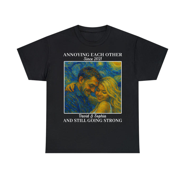 Personalized Starry Night Couple Portrait Shirt, Custom Portrait Van Gogh Style Shirt, Anniversary Gift for Him Her Gift for Couples