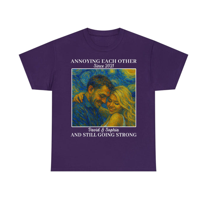 Personalized Starry Night Couple Portrait Shirt, Custom Portrait Van Gogh Style Shirt, Anniversary Gift for Him Her Gift for Couples