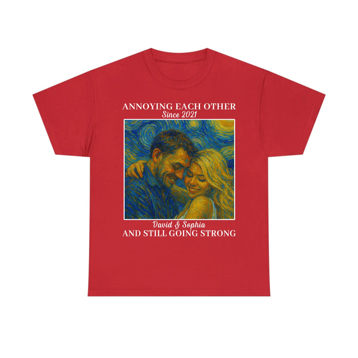 Personalized Starry Night Couple Portrait Shirt, Custom Portrait Van Gogh Style Shirt, Anniversary Gift for Him Her Gift for Couples