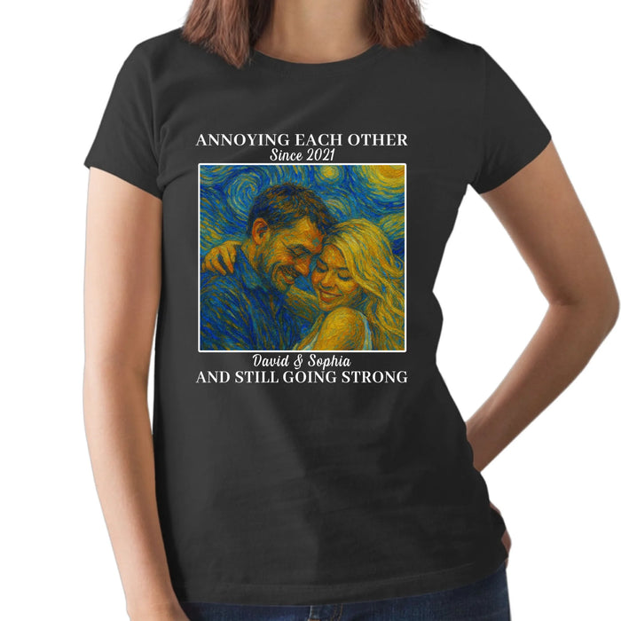 Personalized Starry Night Couple Portrait Shirt, Custom Portrait Van Gogh Style Shirt, Anniversary Gift for Him Her Gift for Couples