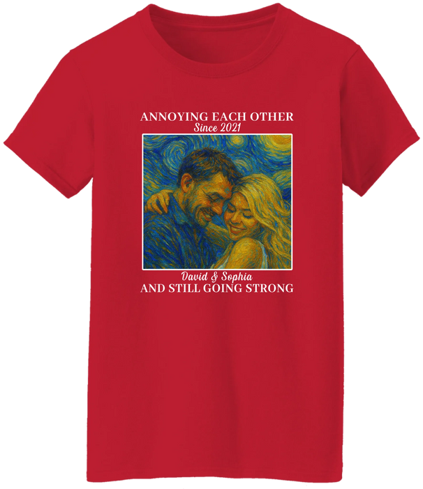 Personalized Starry Night Couple Portrait Shirt, Custom Portrait Van Gogh Style Shirt, Anniversary Gift for Him Her Gift for Couples