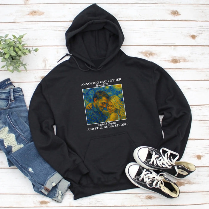 Personalized Starry Night Couple Portrait Shirt, Custom Portrait Van Gogh Style Shirt, Anniversary Gift for Him Her Gift for Couples