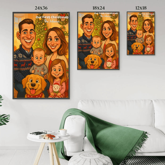 Personalized Caricature Style Family Portrait Poster, Custom Caricature Drawing from Photo Poster