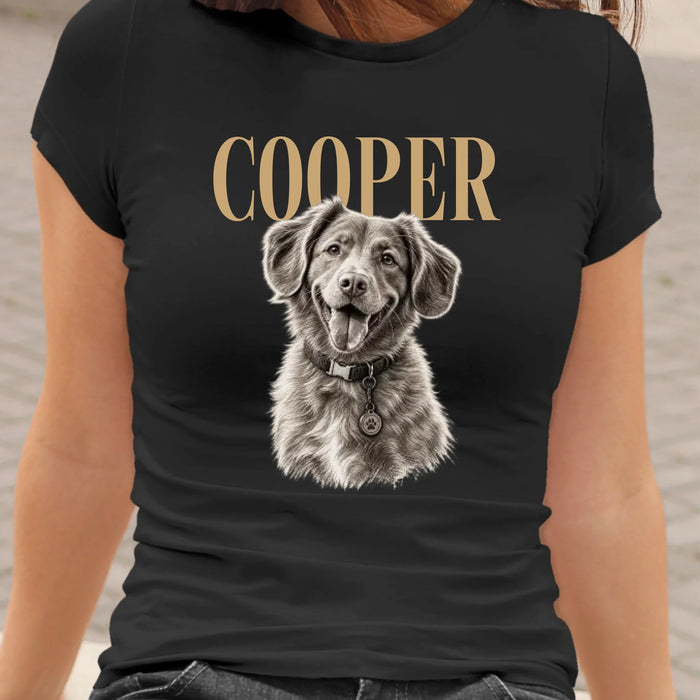 Personalized Vintage Dog Photo Shirt, Custom Pet Photo And Name Shirt, Dog Lover Gift