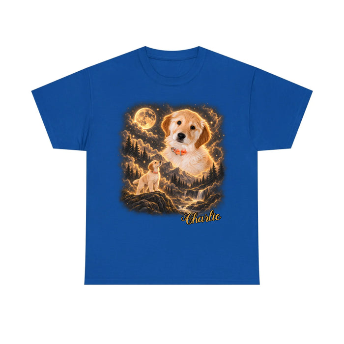 Personalized Wilderness Vintage Dog Shirt, Custom Howling to the Moon Pet Portrait from Photo