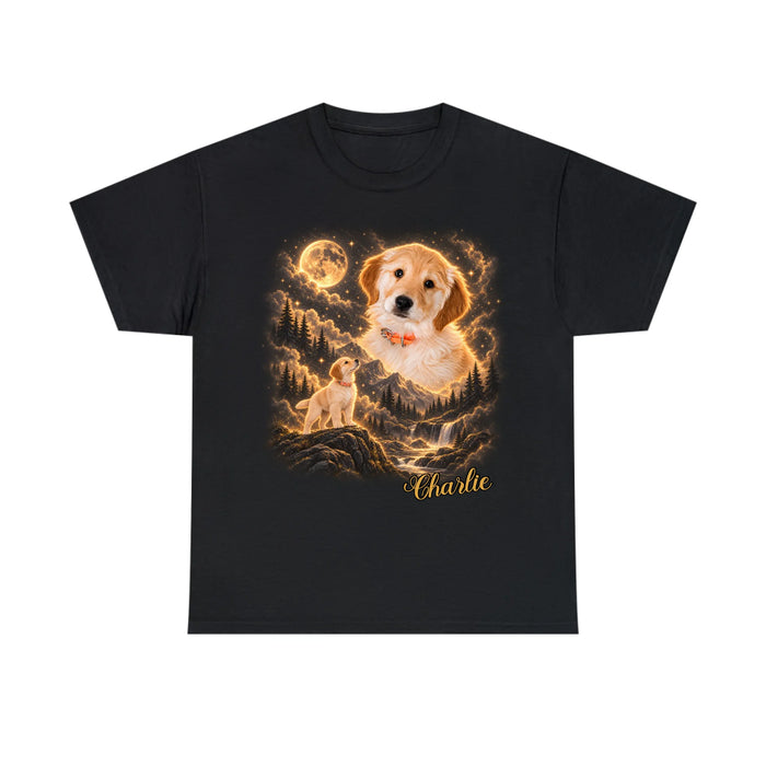 Personalized Wilderness Vintage Dog Shirt, Custom Howling to the Moon Pet Portrait from Photo