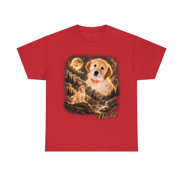 Personalized Wilderness Vintage Dog Shirt, Custom Howling to the Moon Pet Portrait from Photo