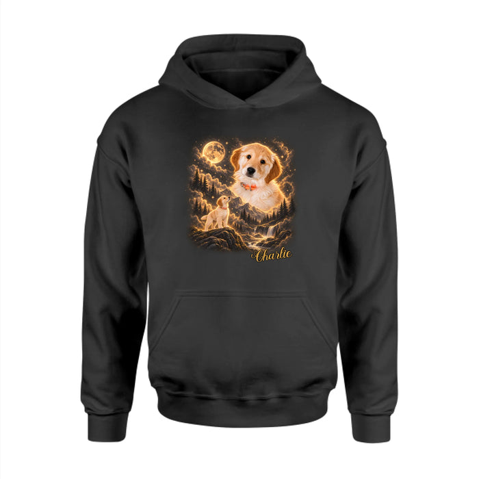 Personalized Wilderness Vintage Dog Shirt, Custom Howling to the Moon Pet Portrait from Photo