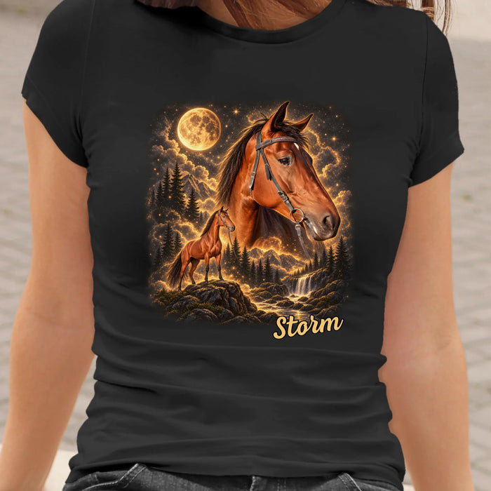 Personalized Wilderness Vintage Horse Shirt, Custom Howling to the Moon Pet Portrait from Photo