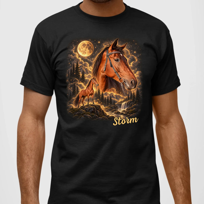 Personalized Wilderness Vintage Horse Shirt, Custom Howling to the Moon Pet Portrait from Photo