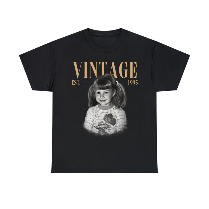 Personalized Vintage Photo And Year Shirt, Custom Picture Birthday Shirt, Retro Birthday Shirt
