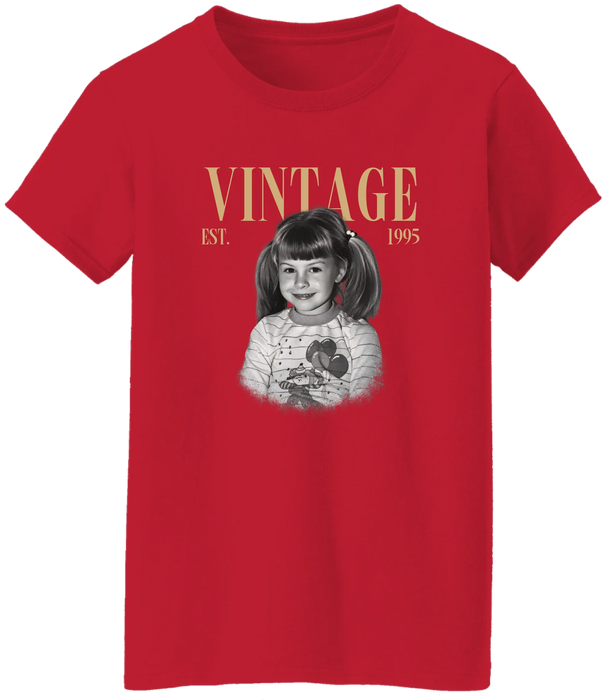 Personalized Vintage Photo And Year Shirt, Custom Picture Birthday Shirt, Retro Birthday Shirt