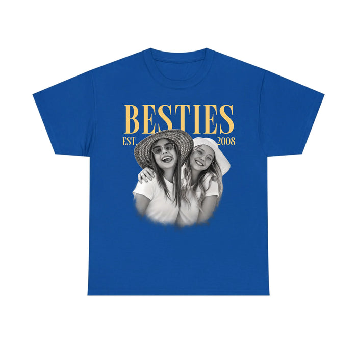 Personalized Vintage Photo Bestie Shirt, Custom Photo Best Friend Shirt, Friendship Gift, Birthday Gift for Friend