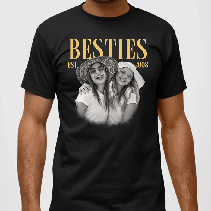 Personalized Vintage Photo Bestie Shirt, Custom Photo Best Friend Shirt, Friendship Gift, Birthday Gift for Friend